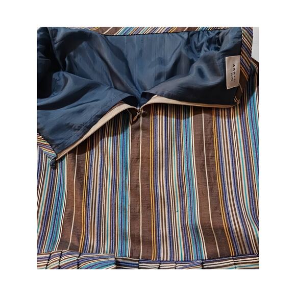 AKRIS PUNTO Colorful 100% Silk Skirt 10 Pleated Ruffle Striped‎ Event Career - Picture 9 of 16